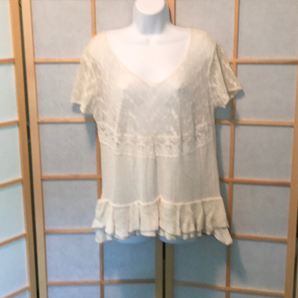 Free People lace & knit ivory top - Picture 3 of 8